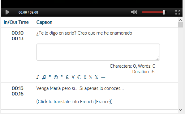 Interfaz de la traducción a otro idioma
